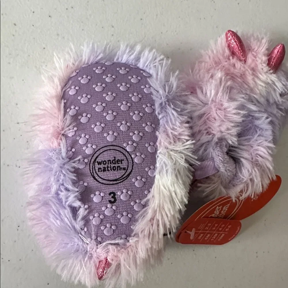 Wonder Nation Monster Paw Slippers – Purple & Fluffy – Size 3